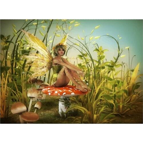 5D Diy Diamond Embroidery Elf On The Mushroom Round Mosaic Pictures Of Rhinestones Cross Stitch Kits Home DecorationsZP-4301