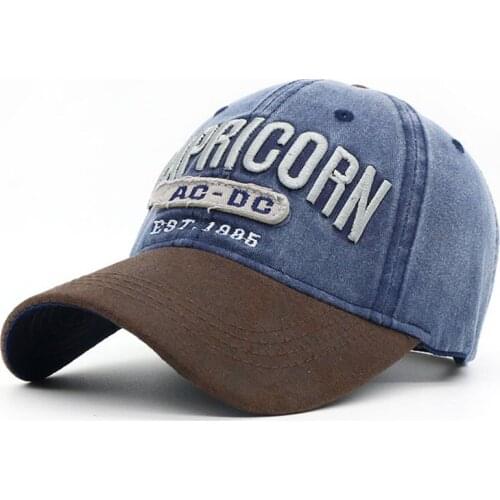 2020 Fashion washed distressed patch embroidery letter CAPRICORN baseball cap outdoor sport casual cotton shade hat snapback hat