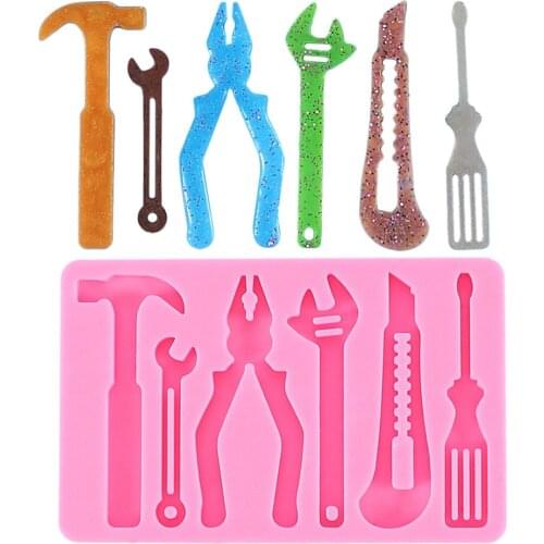 Screws Hammer Wrench Mold Silicone Fondant Chocolate Candy DIY Baking Cake Decoration Tool Houseware Resin Art Moulds