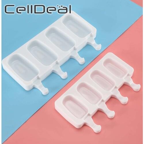 Ice Cream Mold 4/8 Cavity Food Grade Silicone Popsicle Mould DIY Homemade Cartoon Cake Frozen Ice Cream Maker Kitchen Tools
