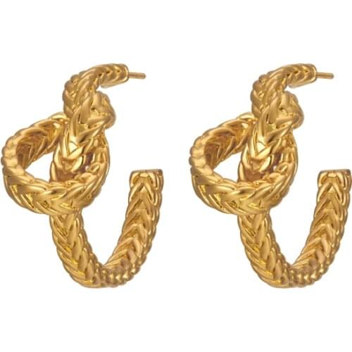 Gothic Women Earring Vintage Twisted Chain Earrings for Women Punk Jewelry Gold Knot Geometric Earring Femme Brincos Goth Bijoux