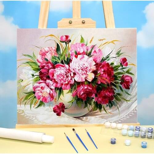 Art Flower Painting By Numbers Package Acrylic Paints 40*50 Picture By Numbers Photo Handmade Kids Wall Art Drawing