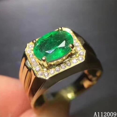 KJJEAXCMY fine jewelry 925 sterling silver inlaid natural emerald ring new female men noble gemstone ring elegant support test
