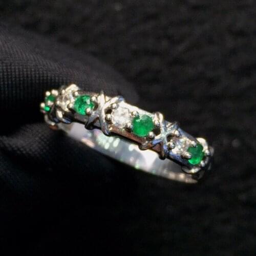 Fine Jewelry Real Pure 18 K White Gold Jewelry 100% Natural Emerald Gemstones Gold Emeraude JewelleryRings for women Fine Ring
