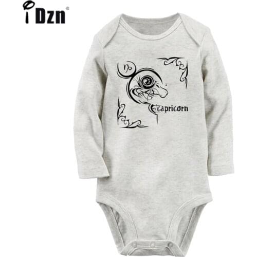 Capricorn Tribal Tattoo Design Leo Libra Scorpio Taurus Virgo Newborn Baby Outfits Long Sleeve Jumpsuit 100% Cotton