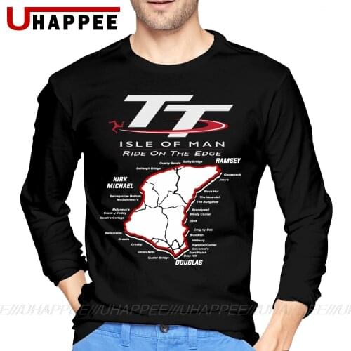 Mountain Course Map Isle Of Man Tt Men O-neck Print Long Sleeve Custom Plus Size Bottoming T-Shirt