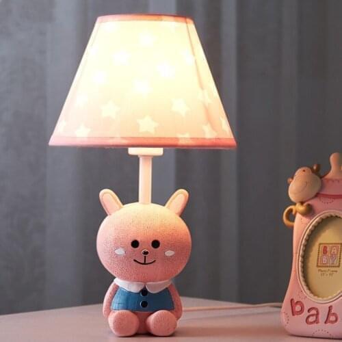 Cartoon Creative Pink Rabbit Table Lamp Girls Bedroom Childrens Room Lamp Modern Simple LED Color Animal Table Lamp