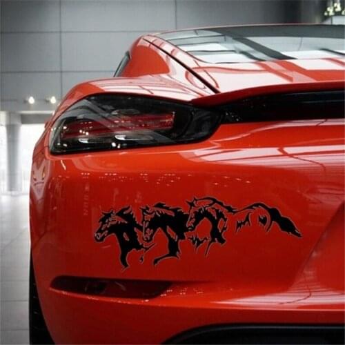 3 Horses Animal Shaped Decal Car Sticker Fashion Creative Black White Decoration Car Interior Accessories