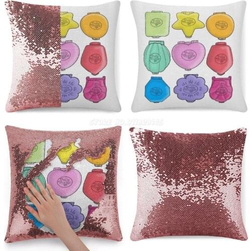 Polly Pocket Sequin Pillowcase Glitter Throw Pillow for Party Cafe Home Sofa Polly Pocket 9 Toys Retro Colors Vintage Sees It Do