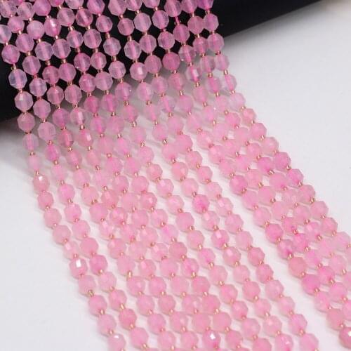 New Beaded Natural Semi-Precious Stones Rose Quartz Beads Irregular Round Faceted Beaded for Jewelry Making DIY Bracelets 6mm