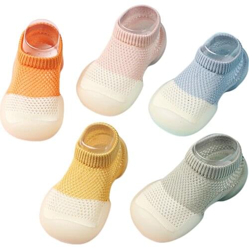 Newborn Baby Boys Girls First Walkers Contrast Non-slip Shoe Hollow Soft Bottom Low-cut Anti Slip Shoes for Infant Kids Summer