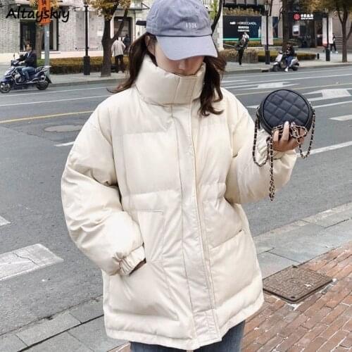 Parkas Women Winter Korean Style Patchwork Loose Leisure Warm All-match Coats Outwear Simple Womens Fashion High Quality Femme