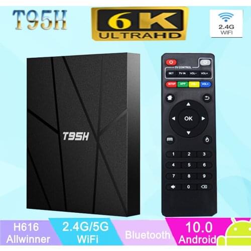 T95H Smart Android 10.0 TV Box 6K HD TV Video Receiver 2.4G WIFI TV Set-top Box Support a variety of media player video formats