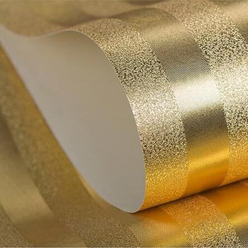 Q QIHANG Modern Luxury Gold&Silver PVC Living Room Commercial Wallpaper 0.53m*10m=5.3m2