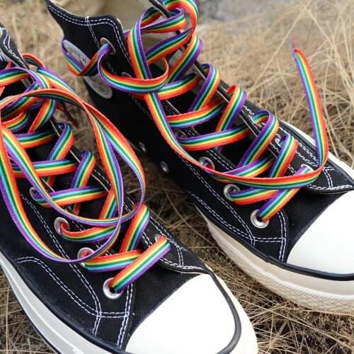Rainbow Shoelace Gradient Color Low-Cut High Top Canvas Shoes Laces Rainbow Personalized Printing Shoelaces Accessories 120cm
