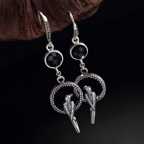 2018 Special Offer New Carnelian Animal Brinco Sandstone Magpie Sterling Antique Matte Make Old Thai Lady Earrings Wholesale