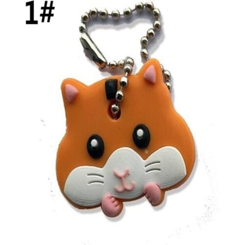 Silicone Key Ring Cap Head Cover Keychain Case Shell Cat Hamster Shih Tzu Pug Dog Animals Shape Lovely Jewelry Gift B152