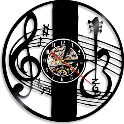 Treble Clef Notes Keys Music Notes Wall Art Decorative Wall Clock Modern Design Vinyl Record Wall Clock Handmade Artwork Decor