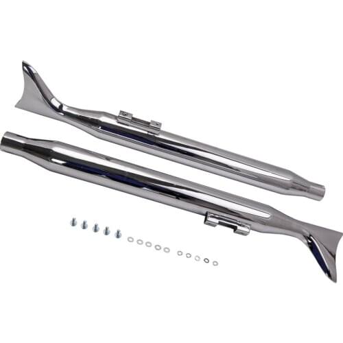 36" Silver Fishtail Exhaust Slip On Mufflers Pipes for Harley Touring models 1995-2016