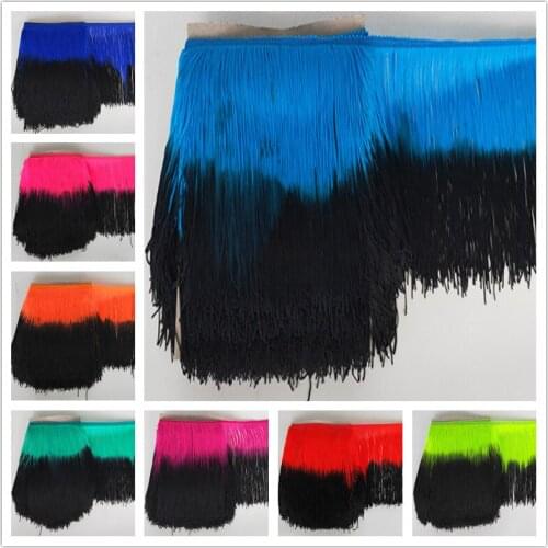 YY-tesco 10 Meter/lot 20cm Width Lace Fringe Tassel Polyester Fringe Lace Trim Ribbon Sew Latin Dress Stage Garment Accessories