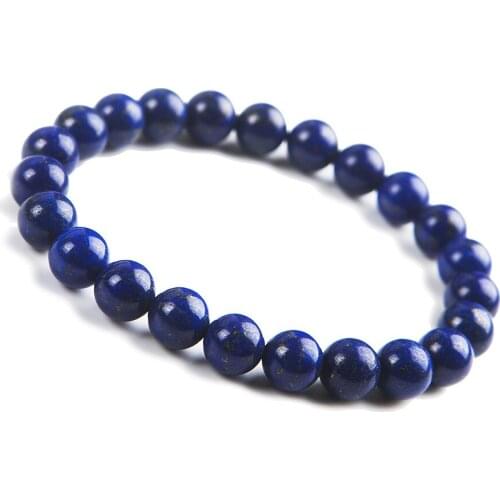 Free Shipping Unique 8mm Natural Lapis Lazuli Bracelet For Women Femme Charm Stretch Crystal Round Bead Bracelet