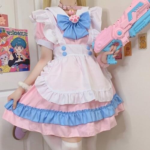Plus size Lovely Cosplay Costumes School Girl Kawaii Maid Outfits Victorian Dress Lolita Kawaii Japanese Gothic Lolita Clothing