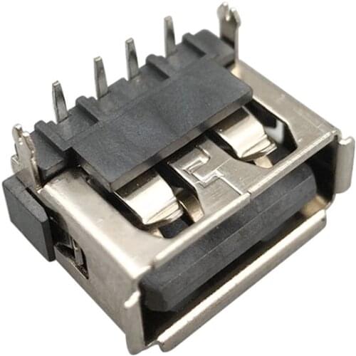 10 Pcs/Lot USB 4 Pin DIP Female Type A Back Row 2 Feet Socket Jack Connector Plug Socket with Cover Seat Welding Wire Adapeter