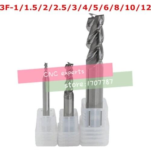 11pcs 3F-1-12 carbide Square Flatted End Mill,3flute Milling Cutter For Aluminum Endmill Tools Carbide Cnc End Mill Router Bits