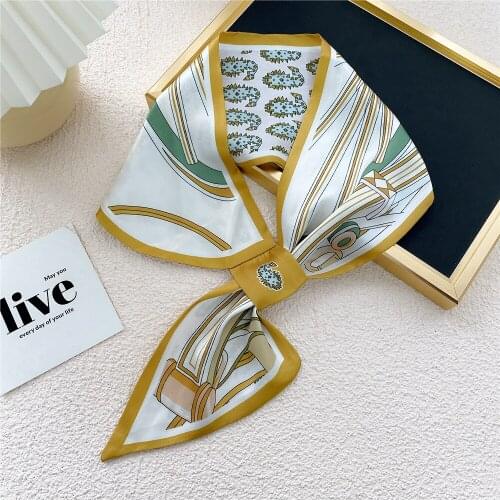 2021 Luxury Brand Women Shawls Wraps Floral Silk Scarf Black Pink Small Office Chair Neck Hijabs Foulard Scarves Ladies