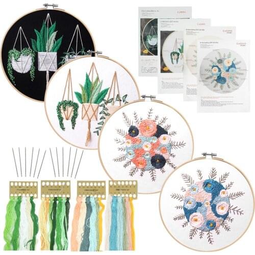 3Pcs/set Embroidery DIY Beginner Material Pack Flowers Patterns Cross Stitch Kits Handmade Cross Stitch Arts Crafts Sewing Decor
