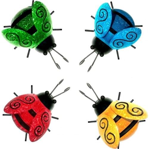4Pcs/Set Insect Statues Colorful Full of Vitality Exquisite Metal Animal Hanging Decor for Garden