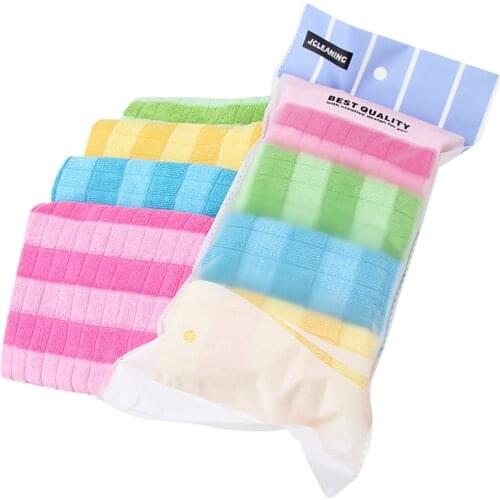 4pcs/lot Korea Multifunctional microfiber cleaning cloth rag four containers, kitchen absorbent, small check cleaning cloth