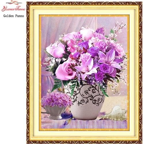 Gloden Panno,5D,diy diamond embroidery,Full,round,Diamond Painting,Cross Stitch,3D,diamond,Mosaic,Needlwork,Crafts,floral,purple