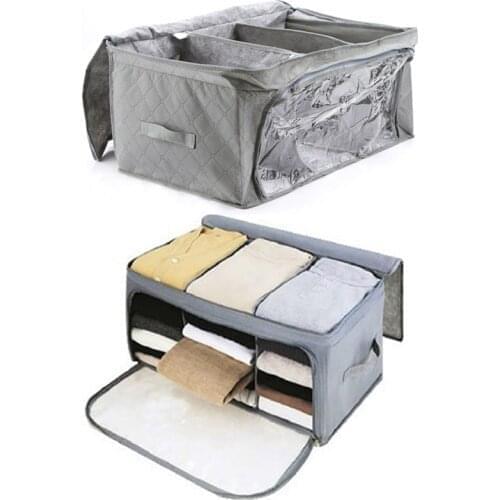 Large Capacity Storage Boxes Home Closet Clothing Organizer Non-woven Fabric Double Lids Cover Storage Baskets Containers