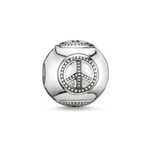 Peace Sign Bead, Fashion Thomas Style DIY Karma Beads 925 Sterling Silver Ts Jewelry Fit Bracelet Charm Necklace for Women Men