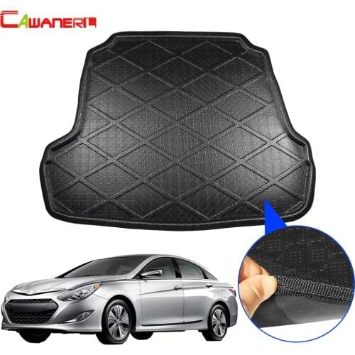 Cawanerl Car Accessories Cargo Mat Boot Tray Liner Floor Rear Trunk Carpet Kick Mud Pad For Hyundai Sonata (YF) Sedan 2010-2014
