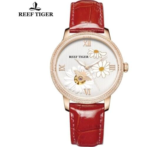 Reef Tiger/RT Top Brand Luxury Women Watch Rose Gold Automatic Mechanical Watch Relogio Feminino Fashion Watch Reloje Mujer
