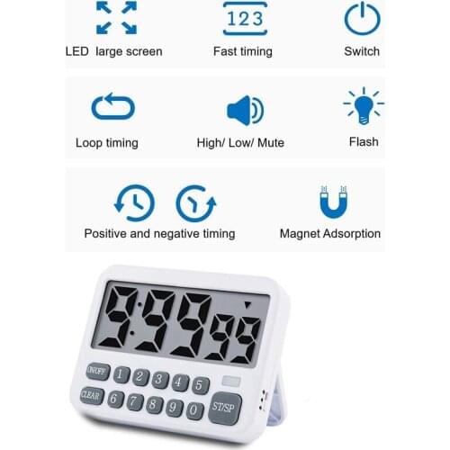 Digital Kitchen Timer Magnetic Countdown Timer with Loud Alarm Big Digits Back Stand for Cooking Classroom