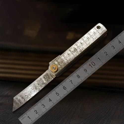 Damascus Lockless Pocket Knife Pocket Camping Equipment Defense Tool Pocket Knife