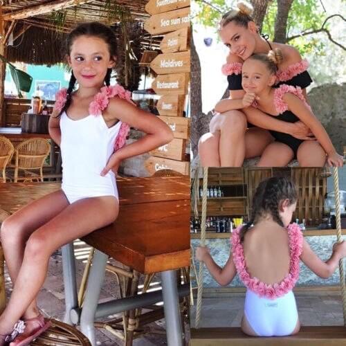 Princess Kids Baby Girls Flower Halter Swimwear Swimsuit Bikini Set Bathing Suit Size 3-7T