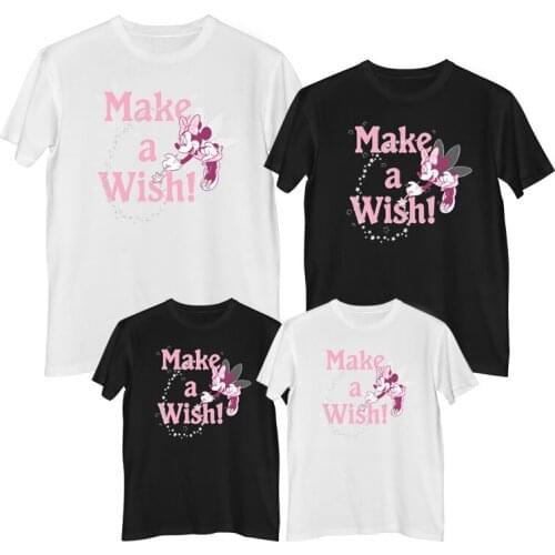 Disney Minnie Mouse T-shirt Summer Comfortable 100% cotton Fashion Ladies clothing Woman T-shirts mother and daughter clothes