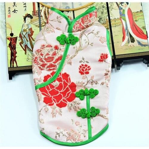 Pet Cheongsam Chinese Style Non-shrink Fabric Dog Fashion Cheongsam for Party Dresses