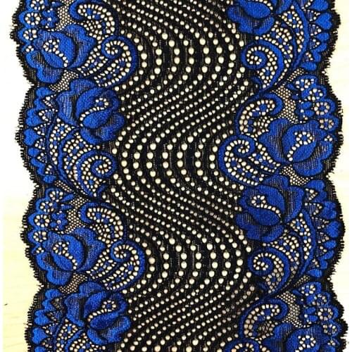 10Yds Polyester Spandex Lace Trims 18cm Width Stretchy Elastic Lace Ribbons Fabric for Garter Underwear Bra Red Black Sapphire