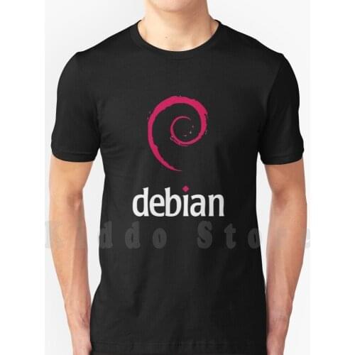 Debian T Shirt Men Cotton Cotton S-6Xl Linux Debian Black Swirl Gnu Geek Logo Distro Programming Hacker Ubuntu Raspberry Pi