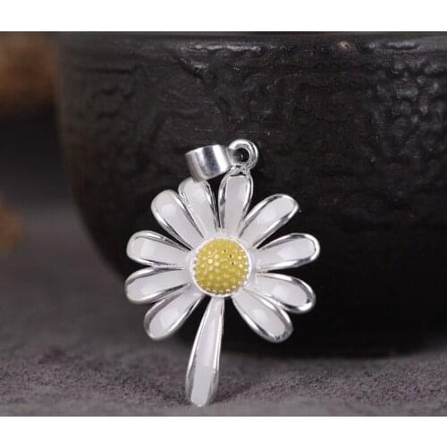 FNJ Romantic Flower Pendant 925 Silver Original Pure S925 Silver Pendants for Jewelry Making Women Fine