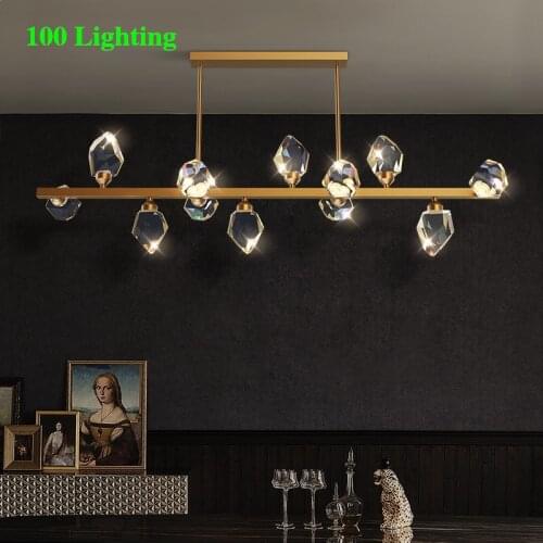 Crystal Restaurant LED Pendant lights Gold Metal Living room Bar Hanging Light Fixtures Home Decoration Suspension Pendant Lamp