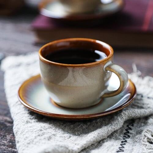 KINGLANG 100ml Espresso Coffee Cups and Saucers Ceramic Concentrated Italian Style Coffee Cups