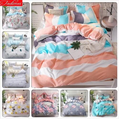 Soft Cotton Bedding Set 3pcs/4pcs Bed Linens Child Single Twin Full Queen King Size Duvet Cover 150x220 180x220 200x230 220x240