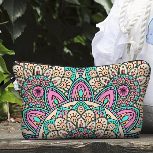 Mandala Pattern Makeup Bag Printed Cosmetic Bag Womens Multifunctional Storage Bag Girl Makeup Bag Female Organizer Bag