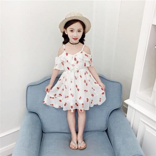 Girls Summer Dress Casual Style Chiffon Sling Elegant Princess Dress Kids Dresses For Girls Children Clothes 3 4 5 6 7 8 9 Years